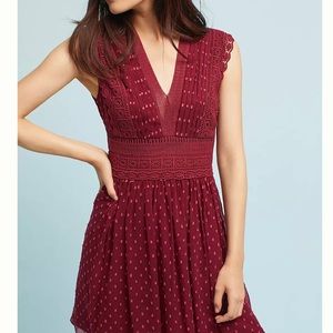 Anthropologie Burgundy Mini Dress